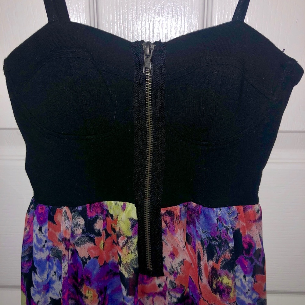 Black Floral High-Low Dress